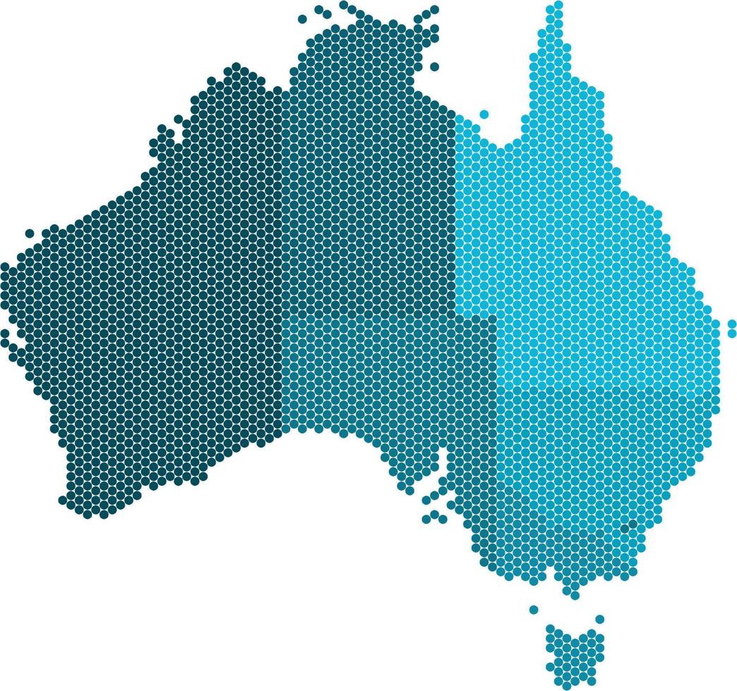 blå cirkel australiens karta på vit bakgrund. vektor illustration.