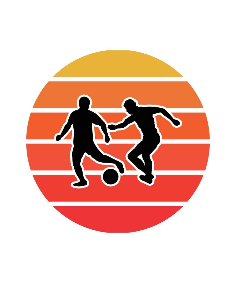 Fußball-Retro-Sonnenuntergang-Design-Vorlage vektor