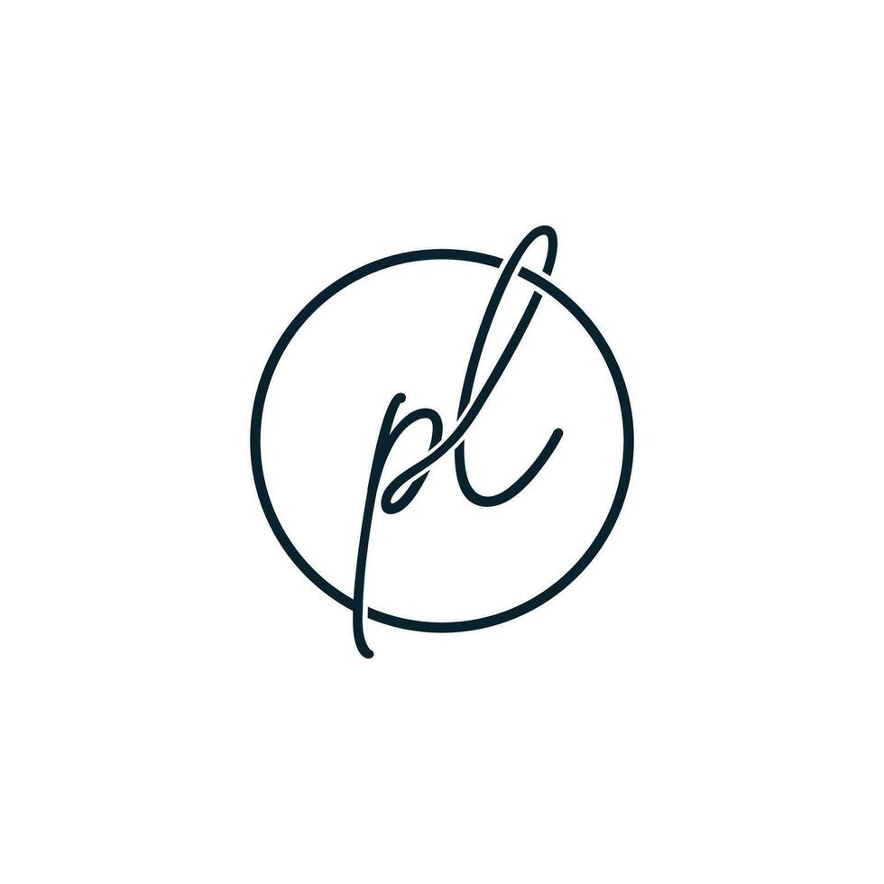 pl Initiale Handschrift Logo Vektor