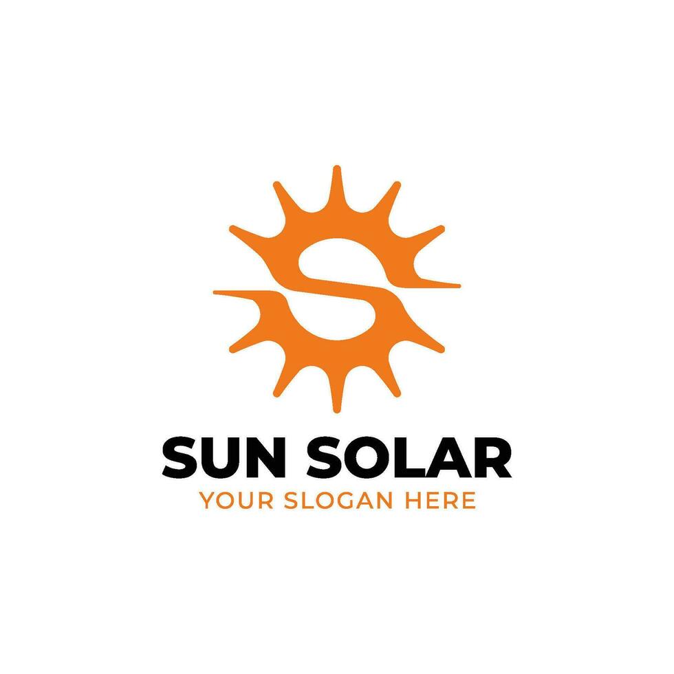 Brief s Sonne minimalistisch Logo zum Solar- Energie Unternehmen vektor