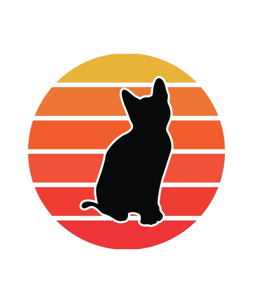 Katzen Retro-Sonnenuntergang-Design-Vorlage vektor