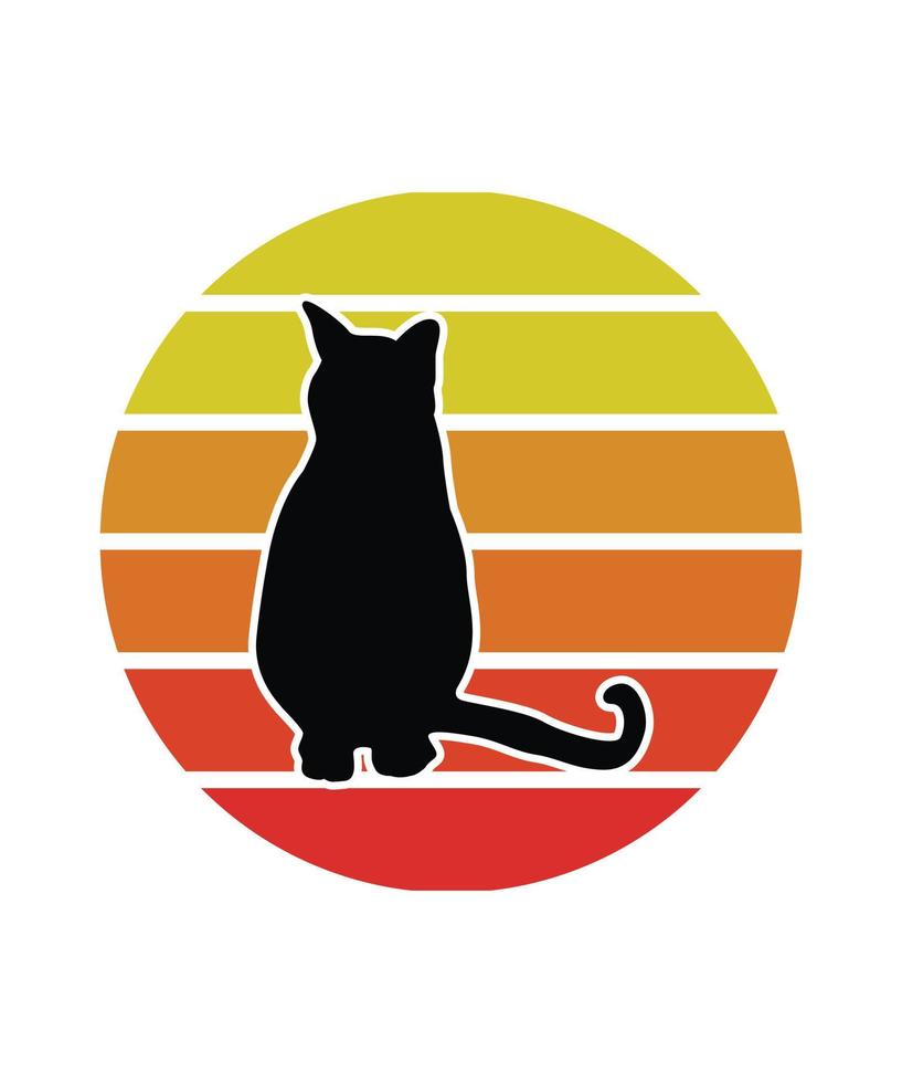 Katzen Retro-Sonnenuntergang-Design-Vorlage vektor