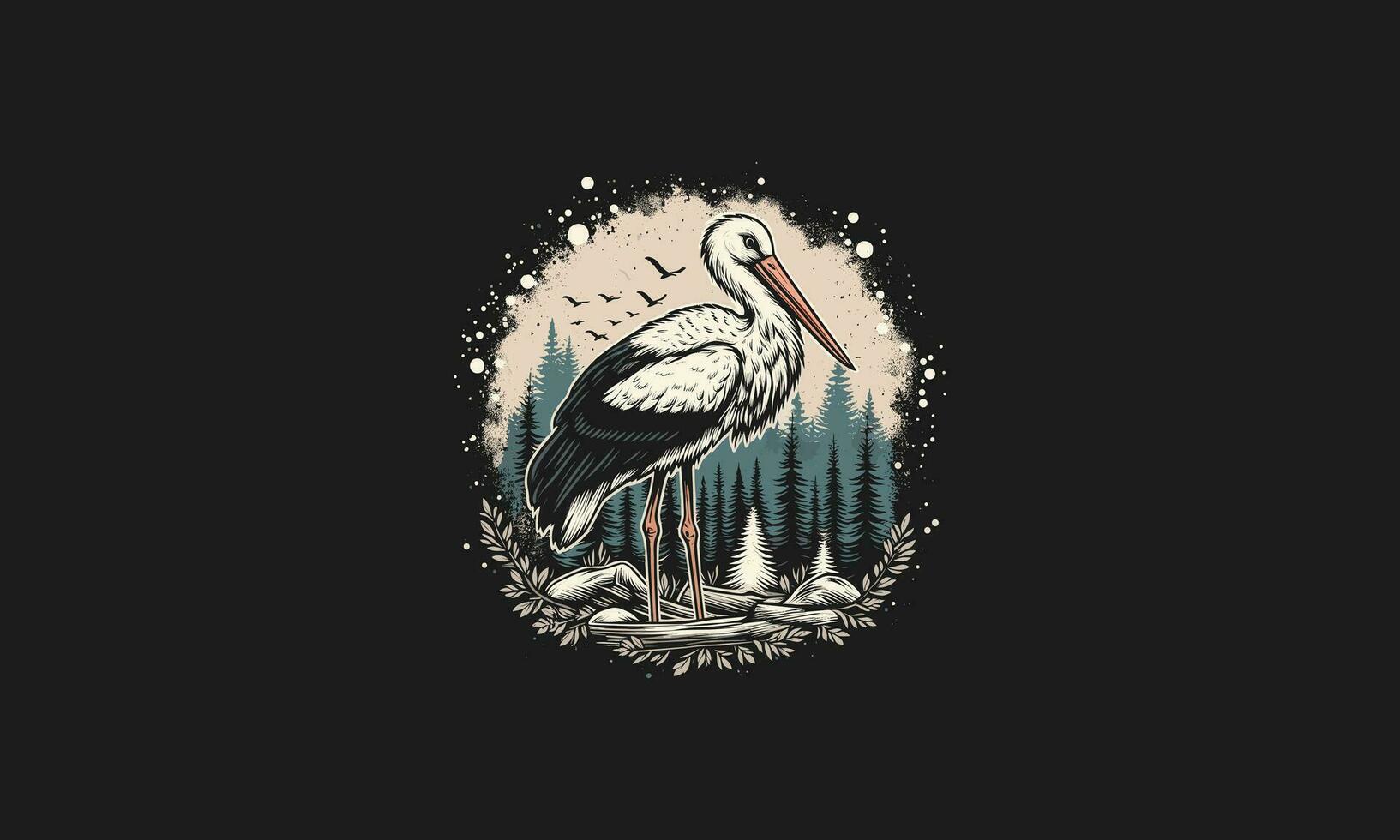 stork på skog vektor illustration konstverk design