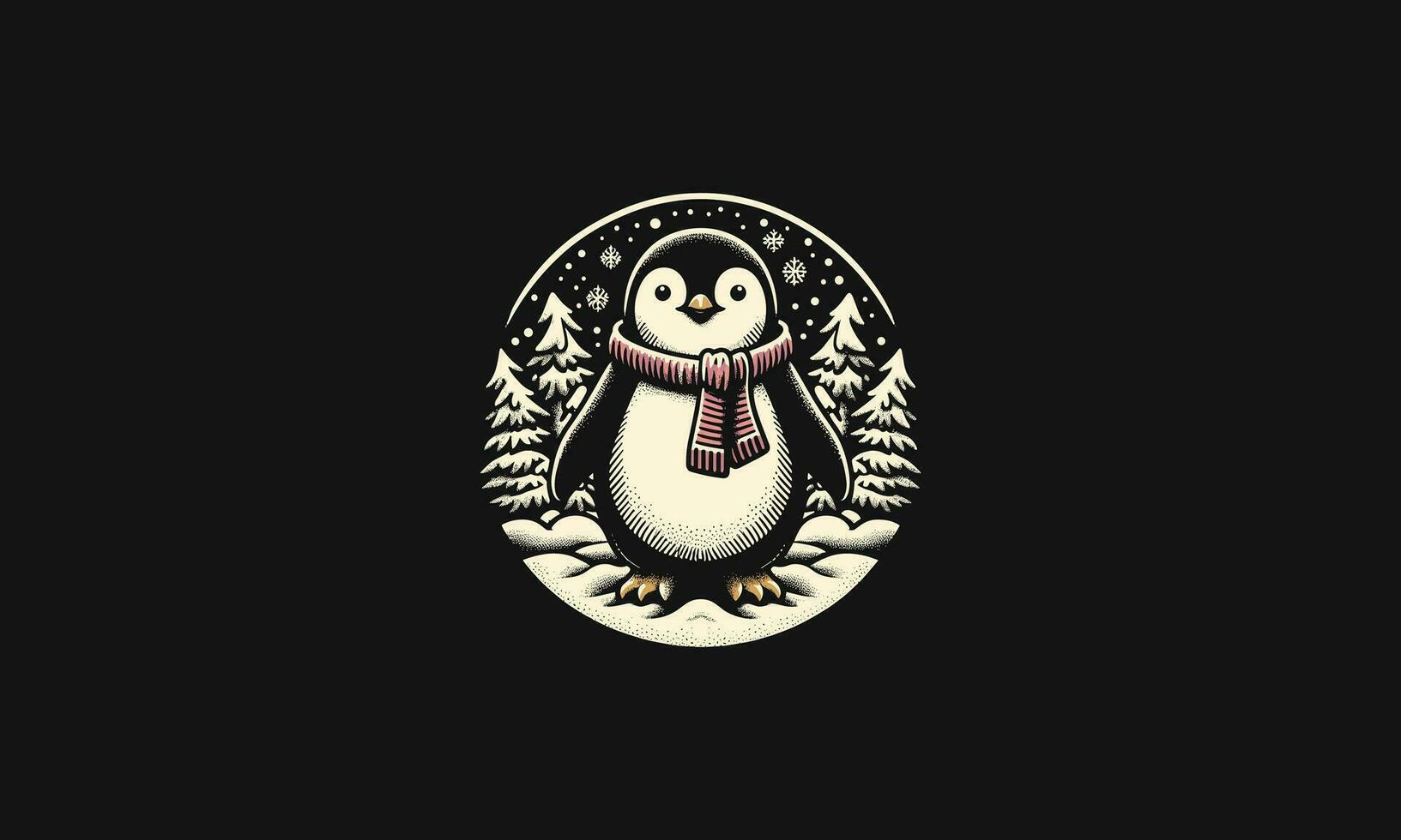 Pinguin auf Wald Vektor Illustration Kunstwerk Design