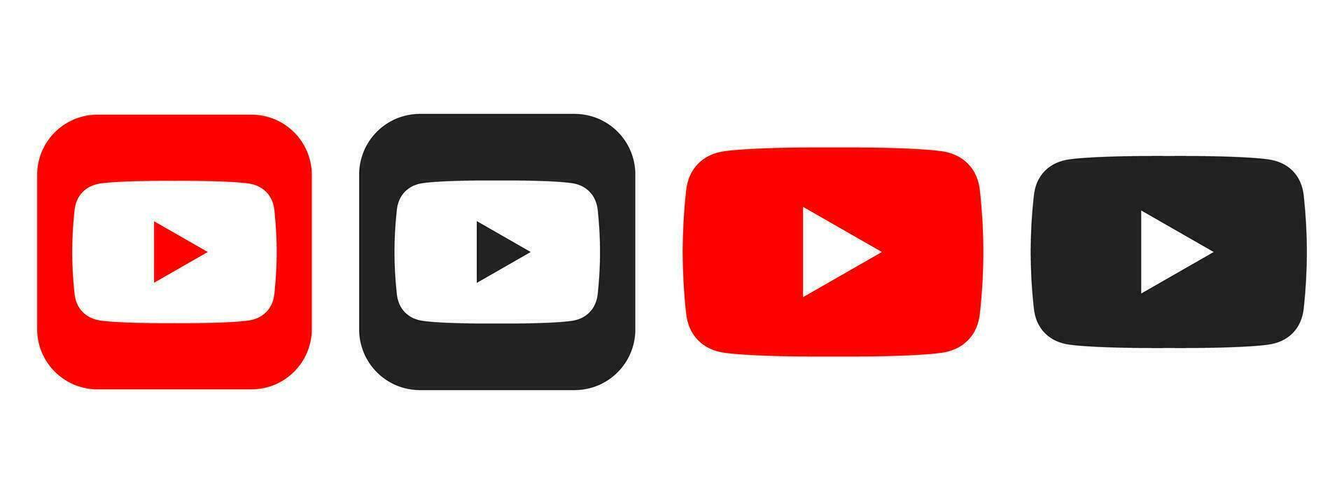 uppsättning Youtube ikon. Youtube logotyp ikon isolerat på vit bakgrund. vektor