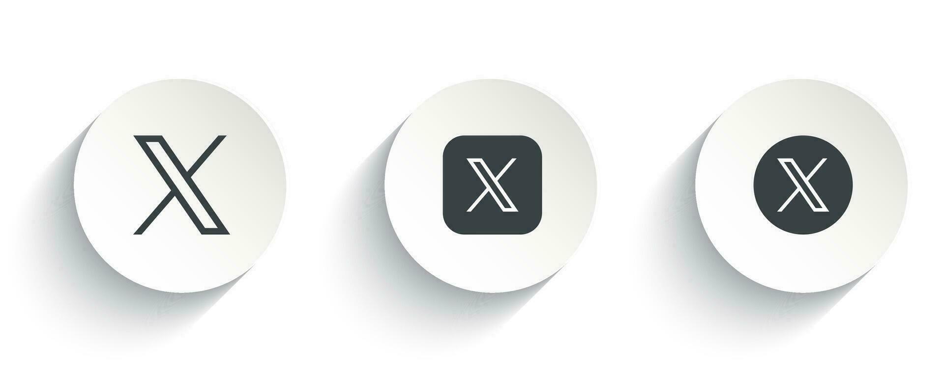 uppsättning av ny Twitter logotyp x ikoner vektor isolerat på vit bakgrund.