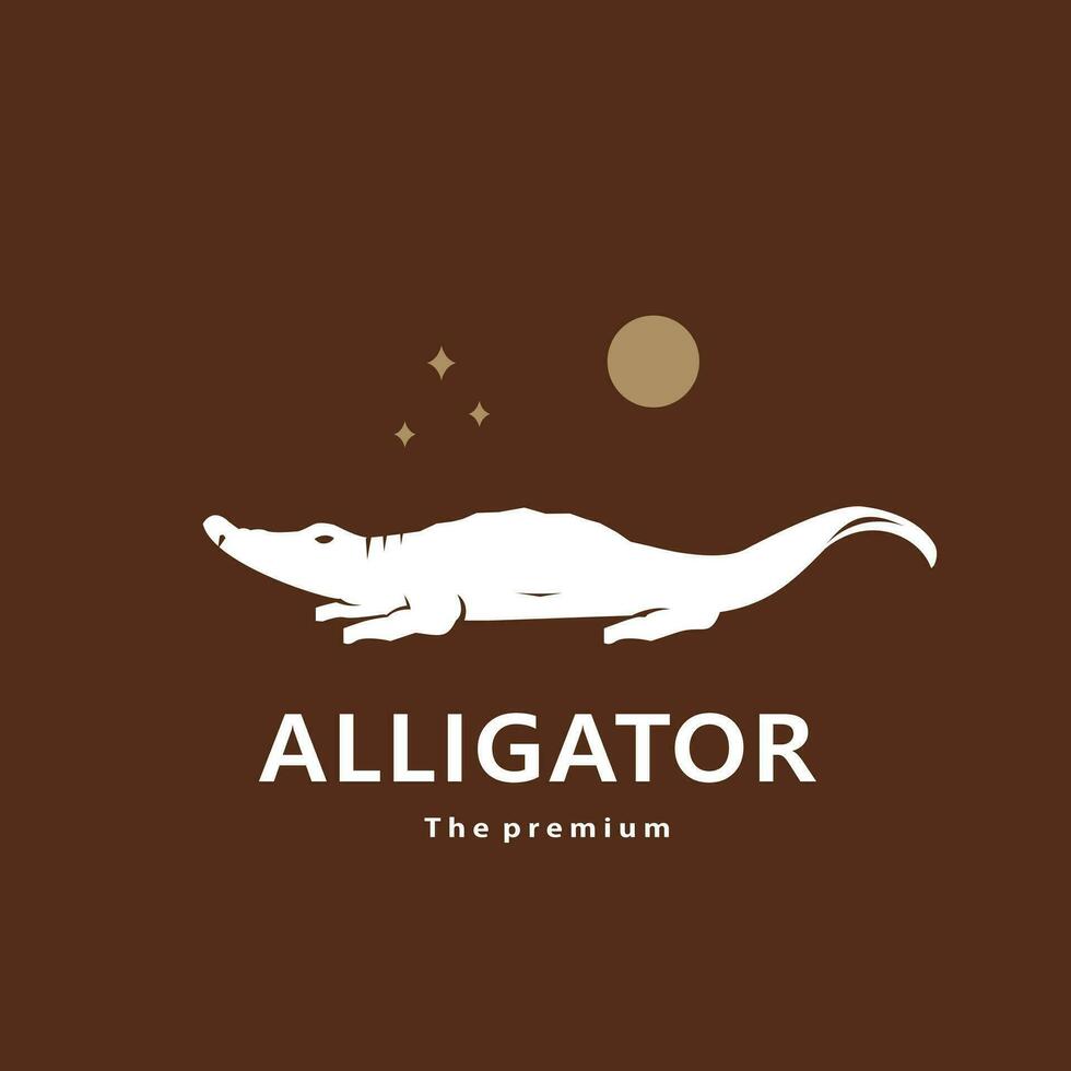 djur- alligator naturlig logotyp vektor ikon silhuett retro hipster