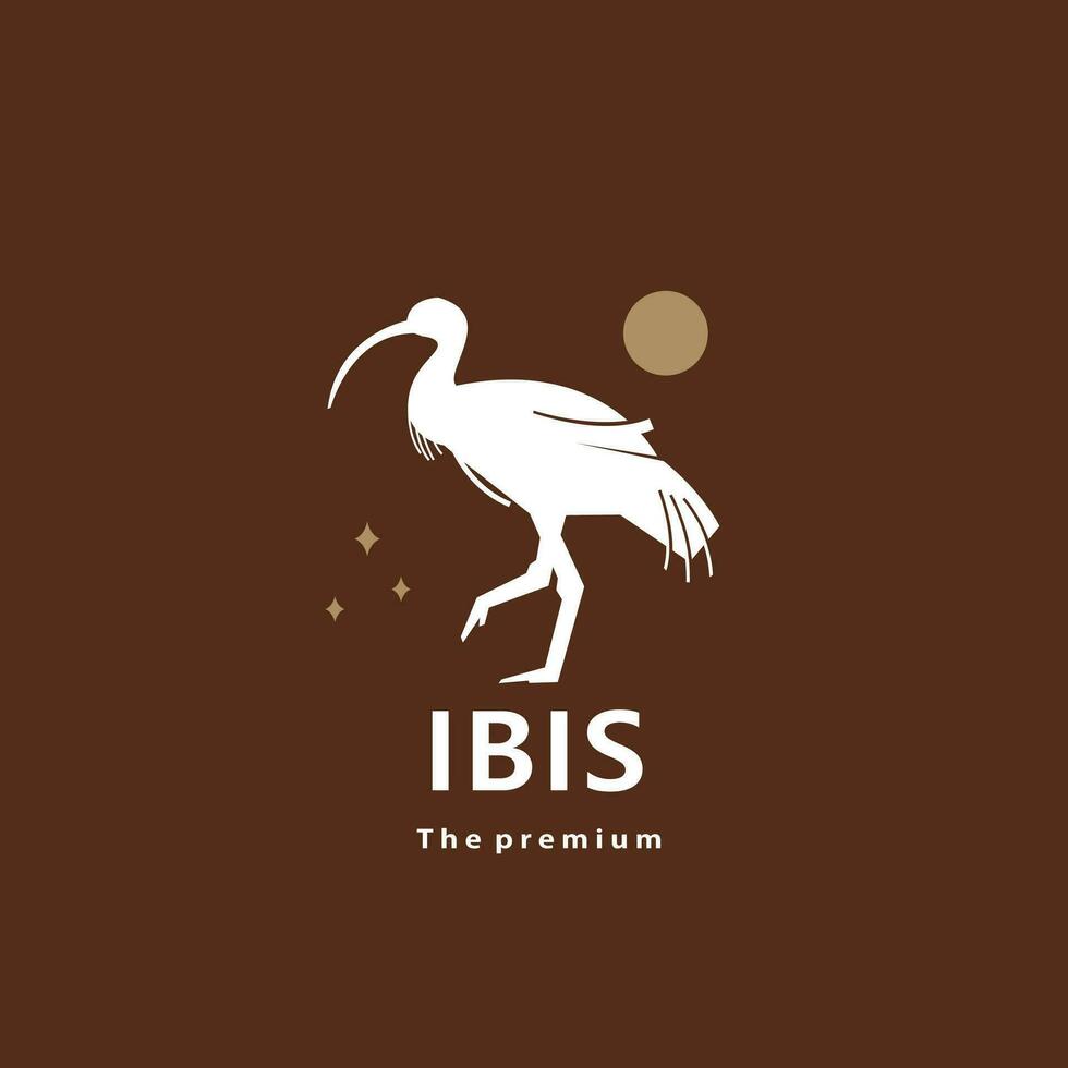 Tier ibis natürlich Logo Vektor Symbol Silhouette retro Hipster
