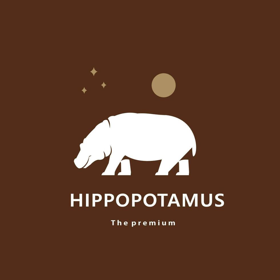 djur- hipopotamus naturlig logotyp vektor ikon silhuett retro hipster
