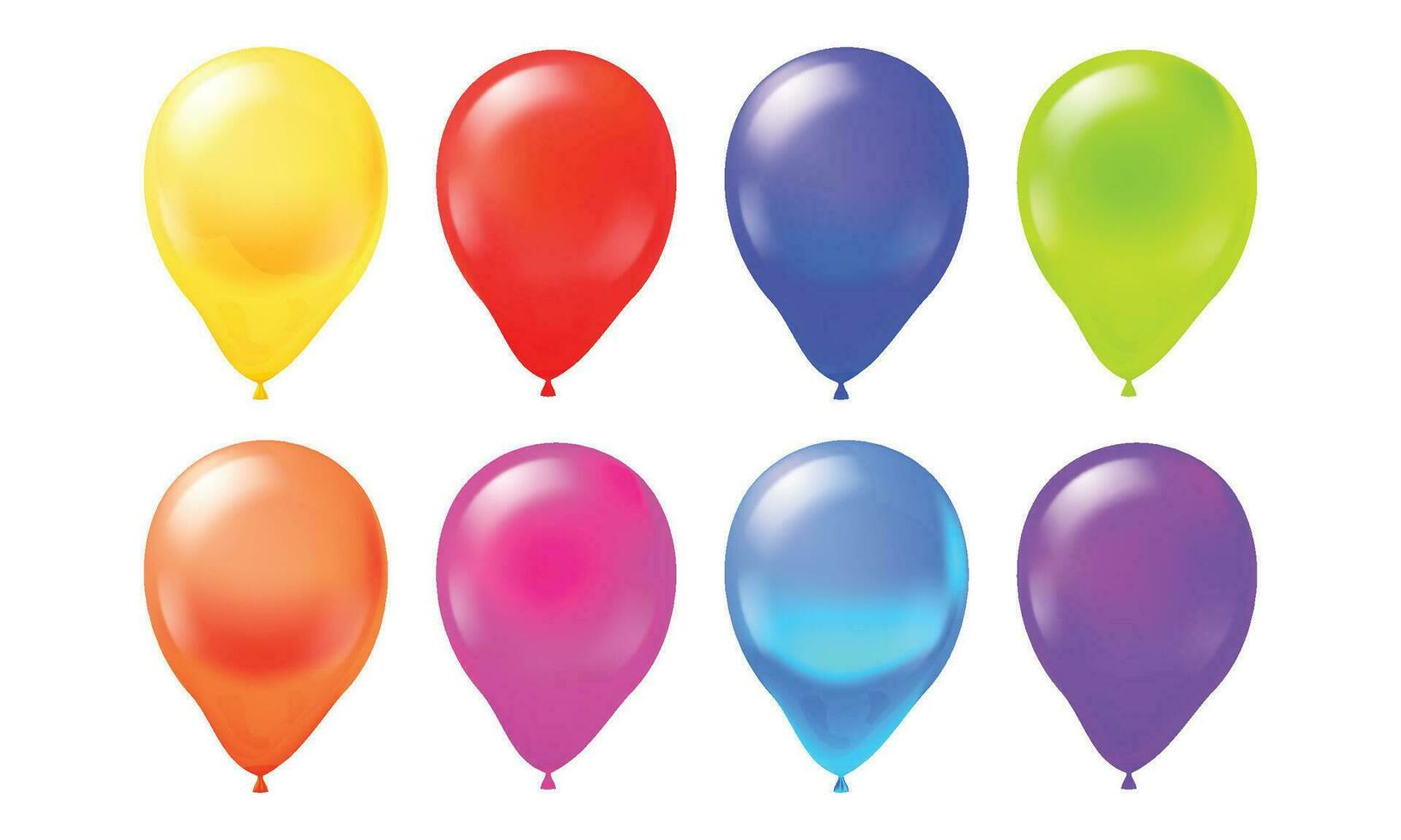 Vektor Farbe Luftballons Symbole einstellen auf Weiß Hintergrund