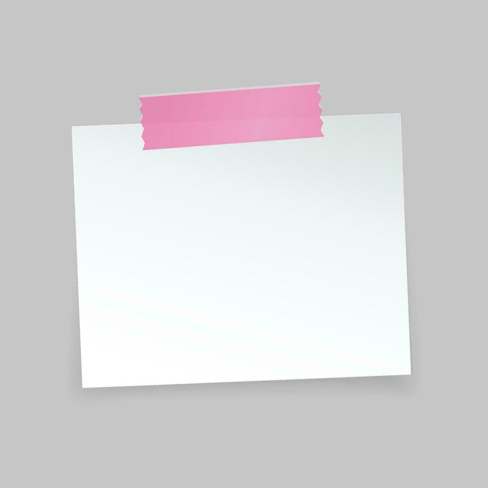 vektor vit anteckningspapper med en rosa washi tejp klistermärke vektor