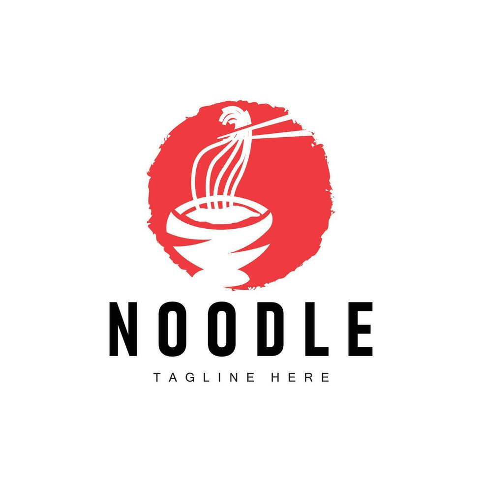 Ramen nudel logotyp enkel nudel och skål design inspiration kinesisk mat mall illustration vektor