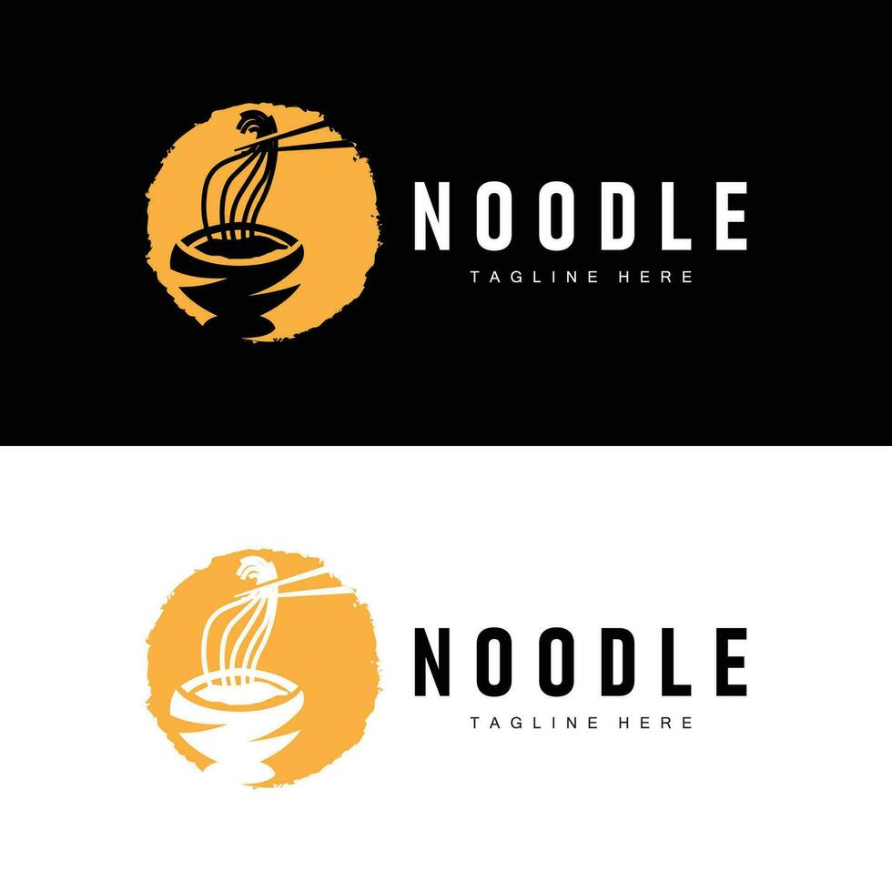 Ramen nudel logotyp enkel nudel och skål design inspiration kinesisk mat mall illustration vektor