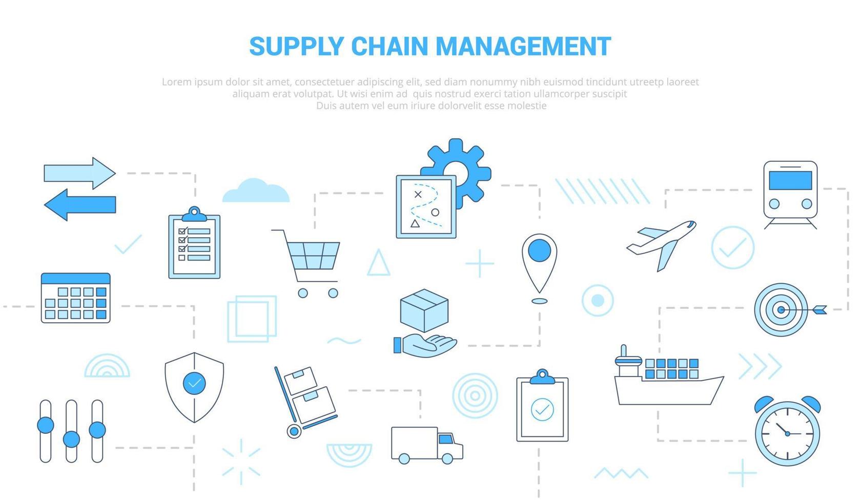 SCM Supply Chain Management-Konzept mit Icon-Set-Vorlage vektor