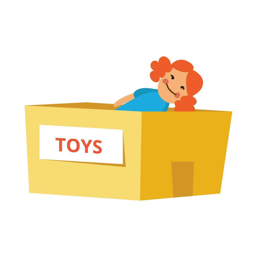 vektor leksak låda. donera leksaker, välgörenhet barn Stöd