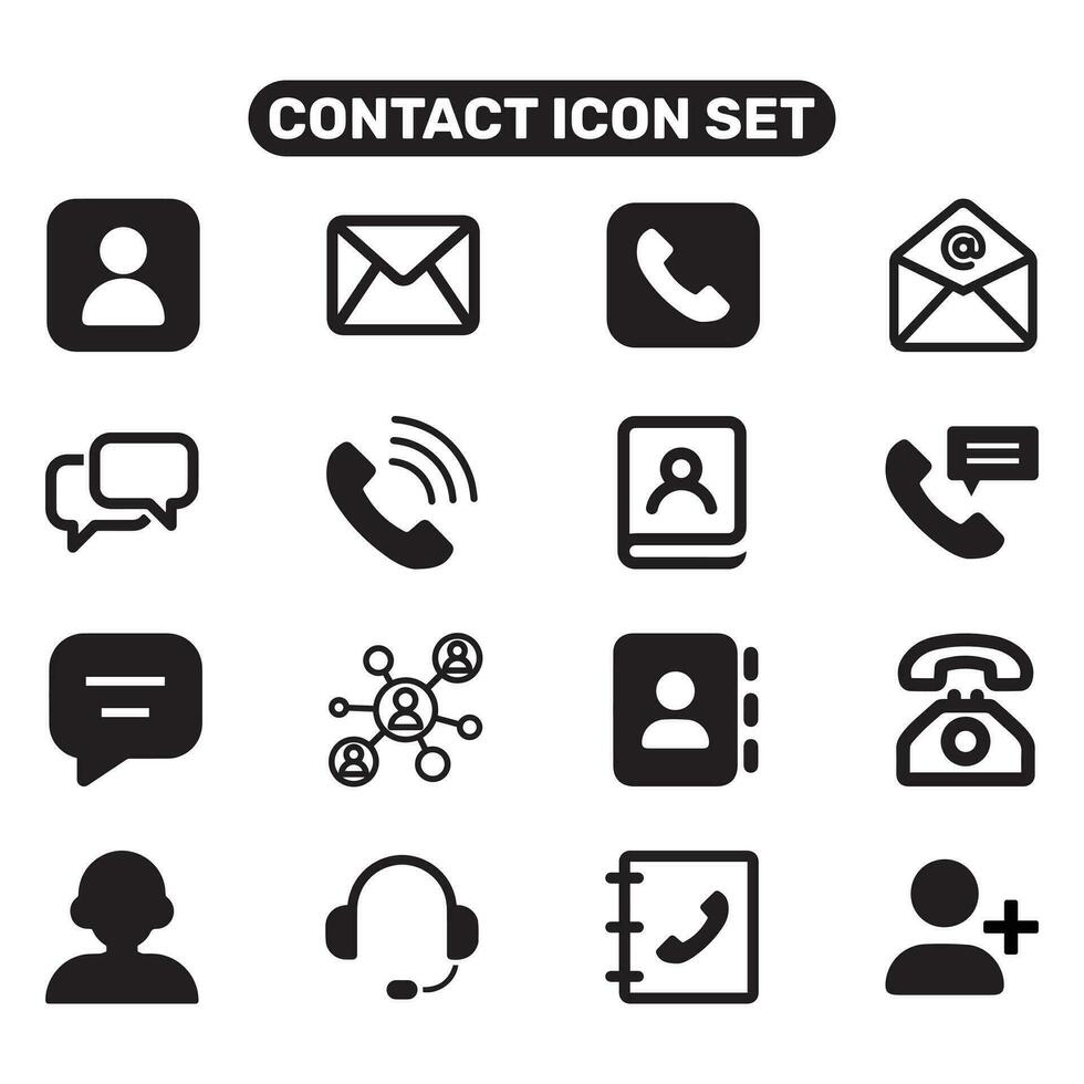 Kontakt uns Symbole einstellen auf Weiß Hintergrund zum Grafik und Netz Design. einfach Vektor unterzeichnen.