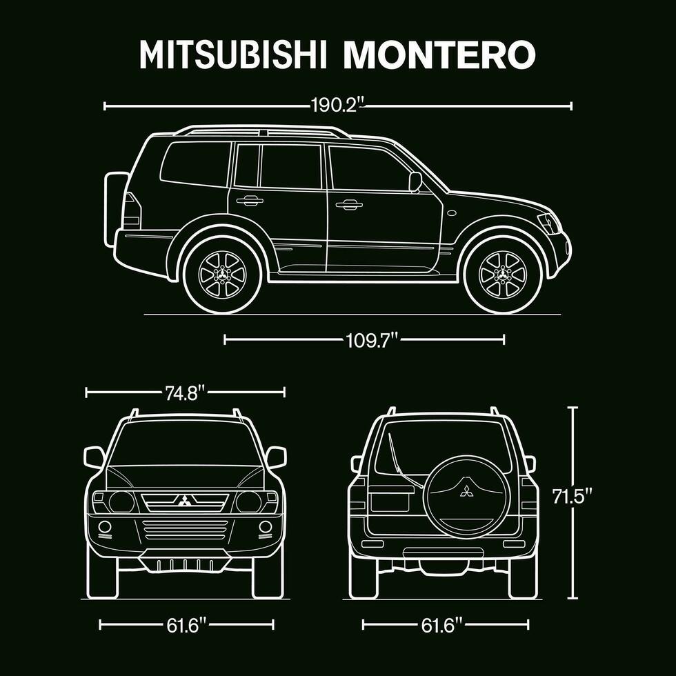 2003 mitsubishi montero bil plan vektor