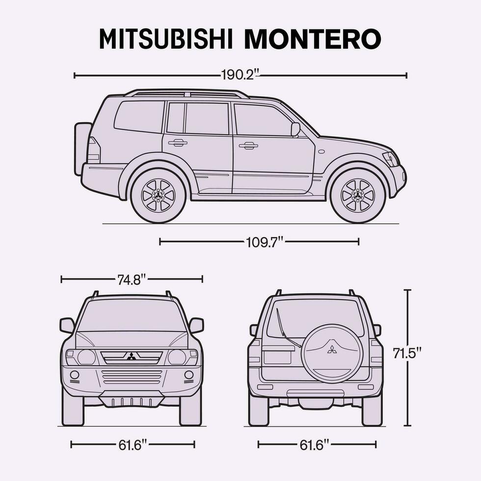 2003 mitsubishi montero bil plan vektor