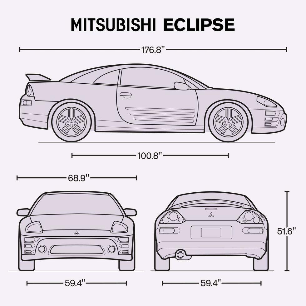 2003 mitsubishi förmörkelse bil plan vektor