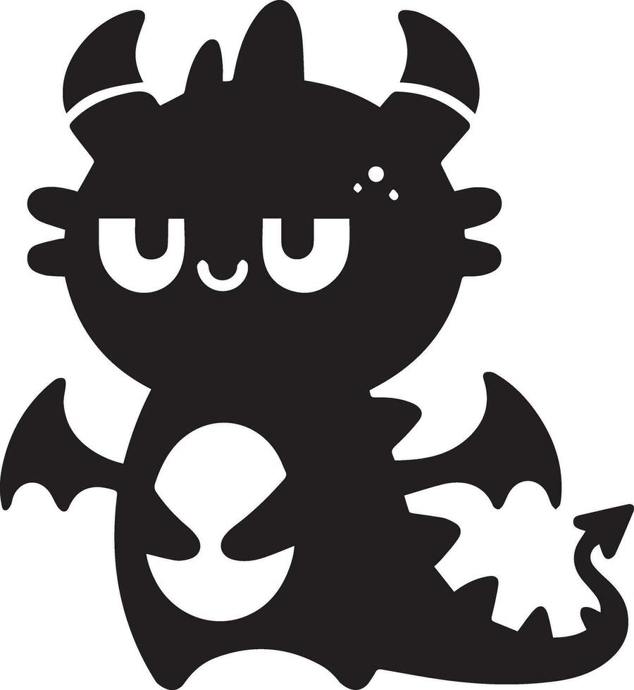 minimal komisch Charakter, Drachen Vektor Silhouette, schwarz Farbe Silhouette, Weiß Hintergrund 17