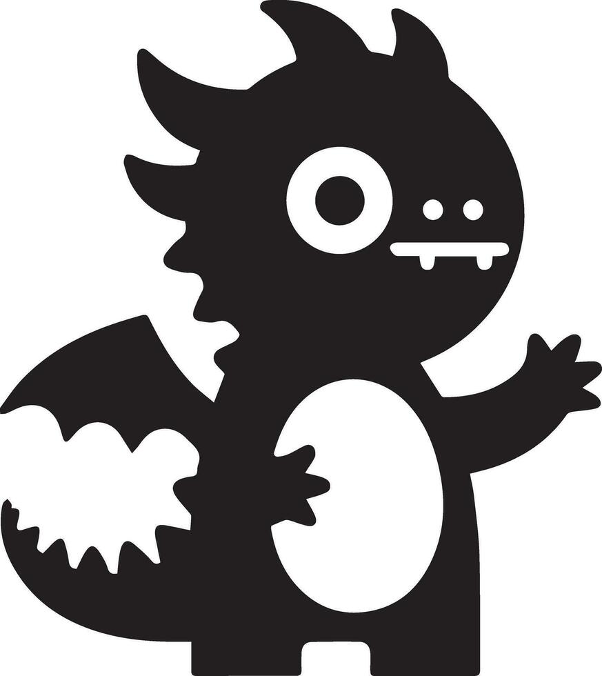 minimal komisch Charakter, Drachen Vektor Silhouette, schwarz Farbe Silhouette, Weiß Hintergrund 8