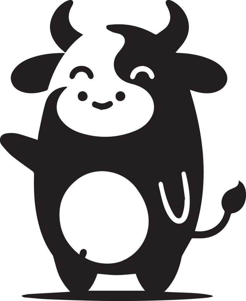 minimal komisch Kuh eben Charakter Vektor Silhouette, Silhouette, schwarz Farbe, Weiß Hintergrund 14