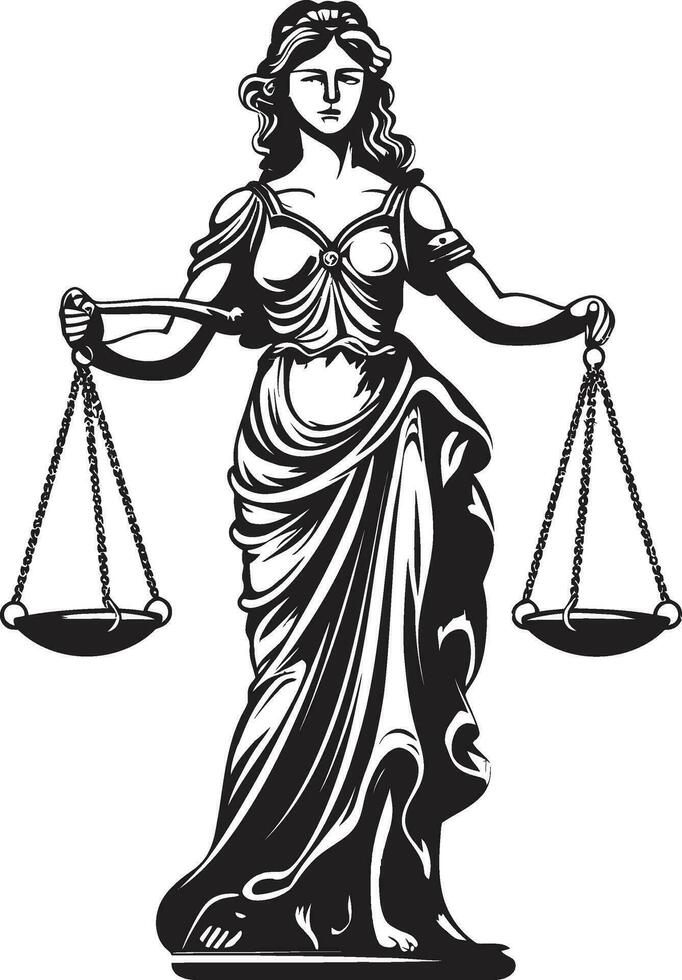 rättslig nåd rättvisa lady vektor dygdig vaksamhet ikon av rättvisa lady