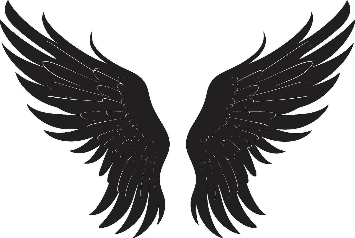 kerubic charm vingar ikon design himmelsk fjädrar logotyp av ängel vingar vektor