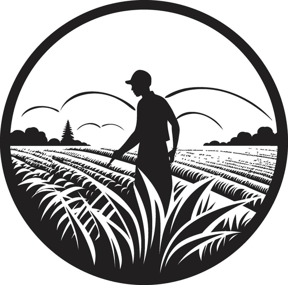 Felder von der Wohlstand Landwirtschaft Logo Design Symbol Ernte Horizont Landwirtschaft Vektor Symbol