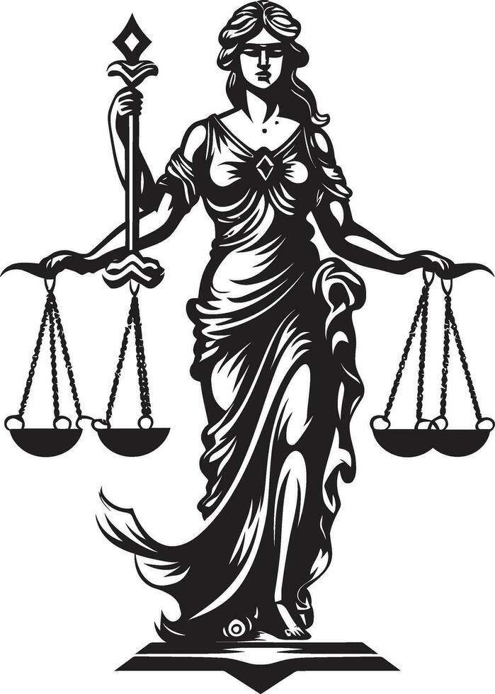 Gleichberechtigung Wesen Dame von Gerechtigkeit Symbol gerecht Lineal Gerechtigkeit Dame Logo vektor