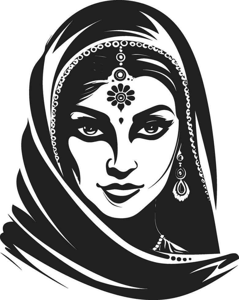 etnisk elegans brud ikon vektor maharanis mark bröllop kvinna emblem