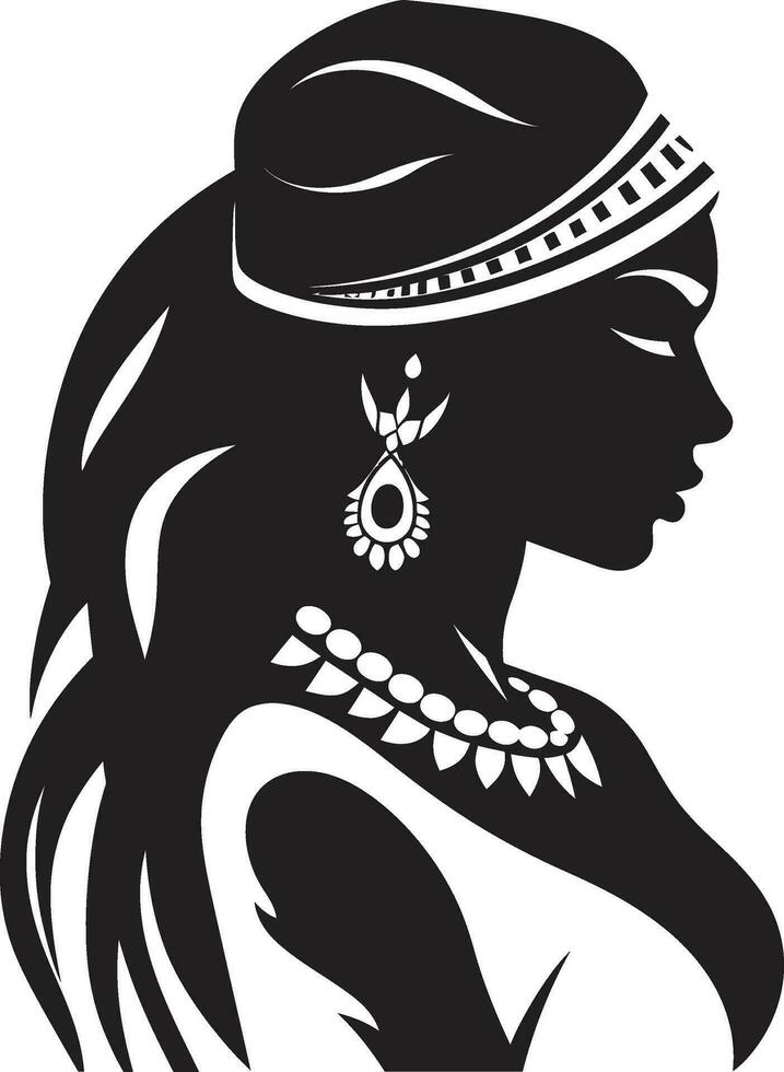 opulent Gelegenheit indisch Braut Logo feierlich Charme Hochzeit Frau Symbol vektor