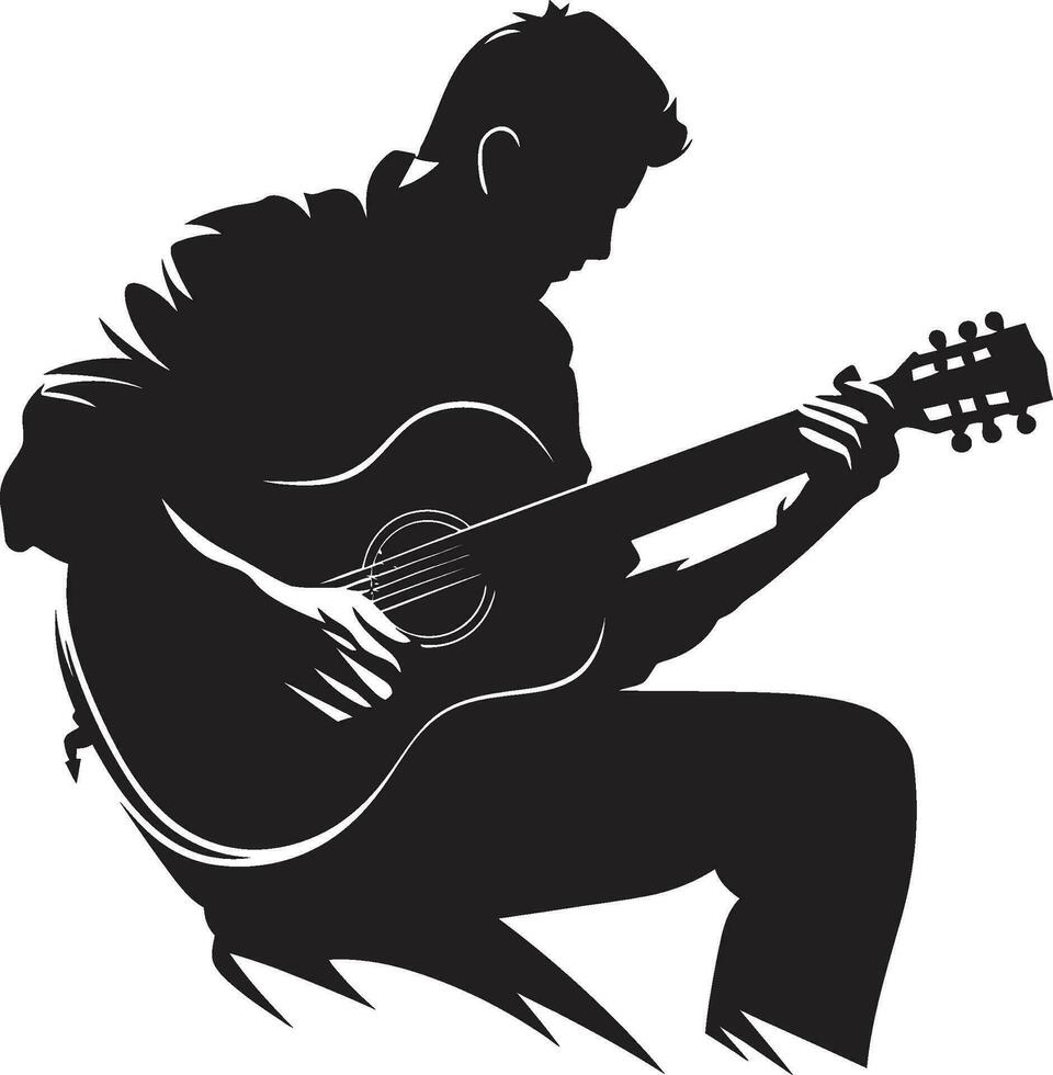 sträng symfoni musiker emblem design melodi maestro gitarrist logotyp konst vektor