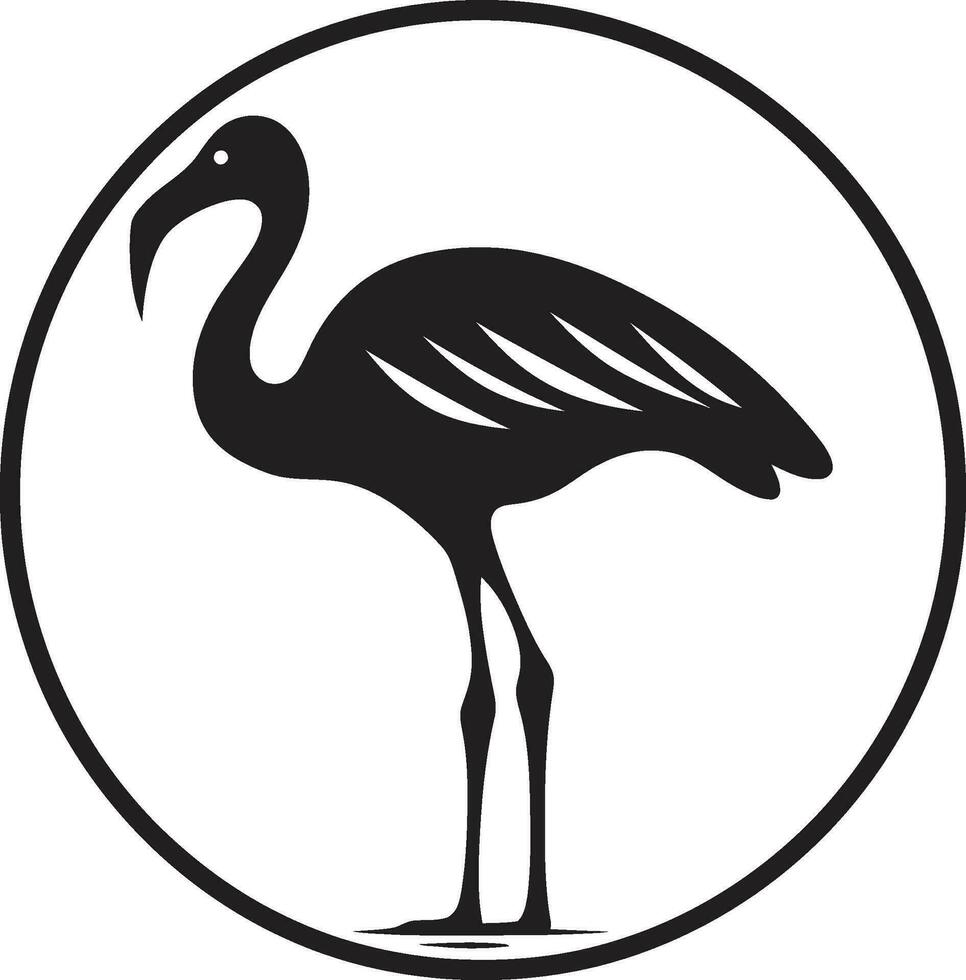 Fuchsie gefiedert Flamingo Vogel Emblem Symbol Zeichenfolge Symphonie Gitarre Logo Vektor Design