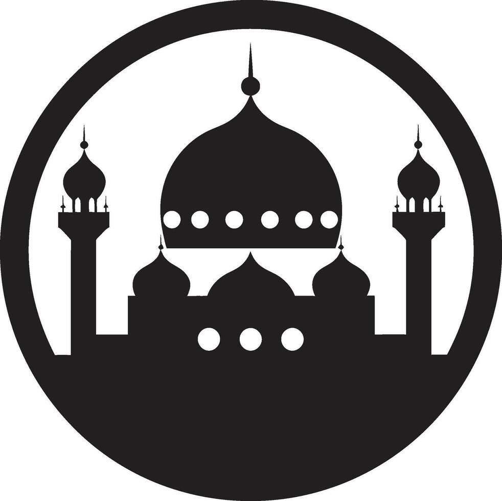 trogen byggnad moské logotyp ikon halvmåne vapen ikoniska moské emblem vektor
