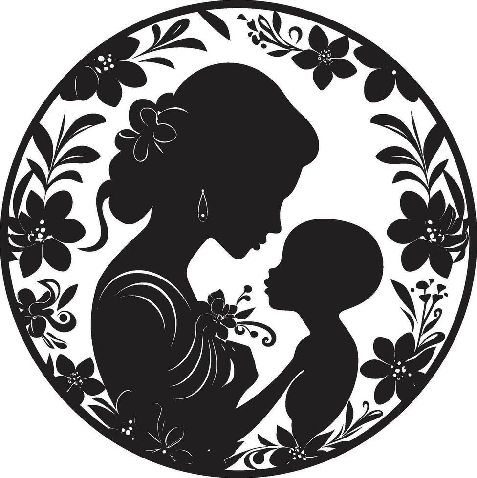 geschätzt Verbindung ikonisch Mutter und Kind mütterlicherseits Liebe emblematisch Design vektor