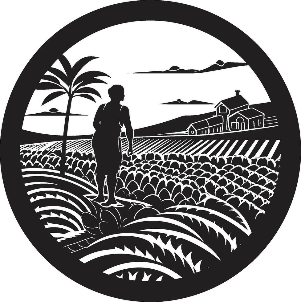 hemman harmoni lantbruk logotyp vektor konst kultiverad vapen jordbruk logotyp design konst