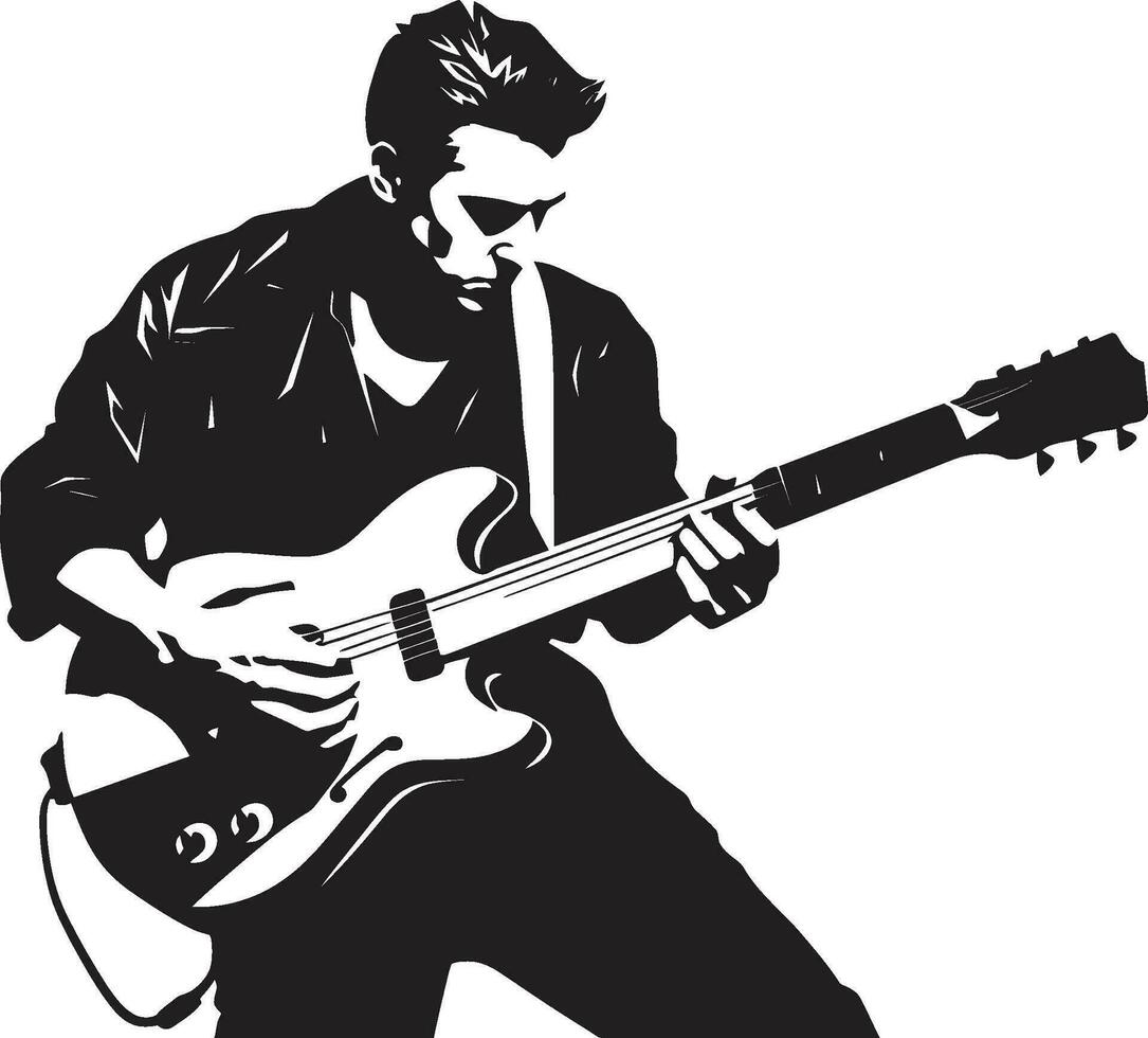 Griffbrett Finesse Musiker Logo Vektor akustisch Hymne Gitarre Spieler emblematisch