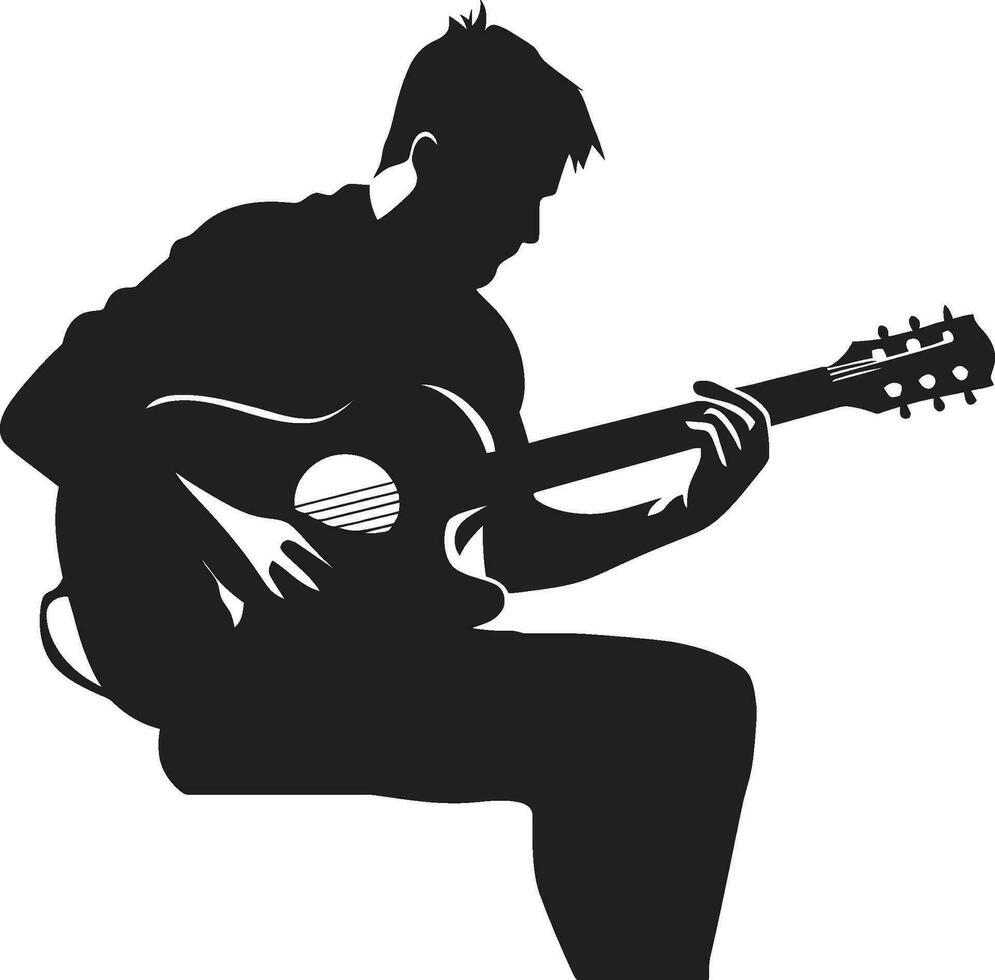 sträng symfoni gitarrist logotyp vektor melodi maestro musiker ikon design
