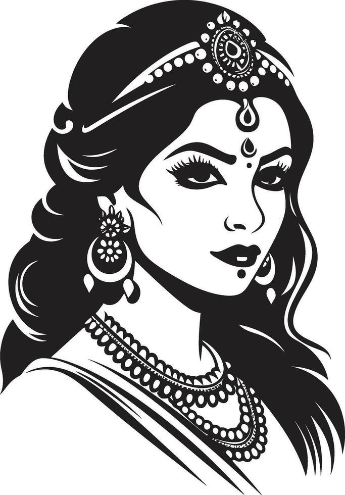 festlig stass indisk brud emblem levande löften logotyp av bröllop kvinna vektor
