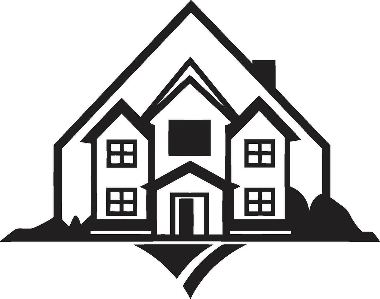bostads- strålglans ikoniska fast egendom emblem arkitektonisk affinitet egendom logotyp design vektor