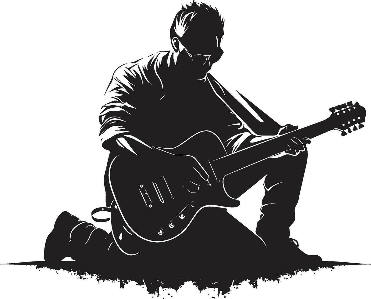 sträng serenad musiker ikon symbol rytmisk resonans gitarr spelare ikoniska vektor