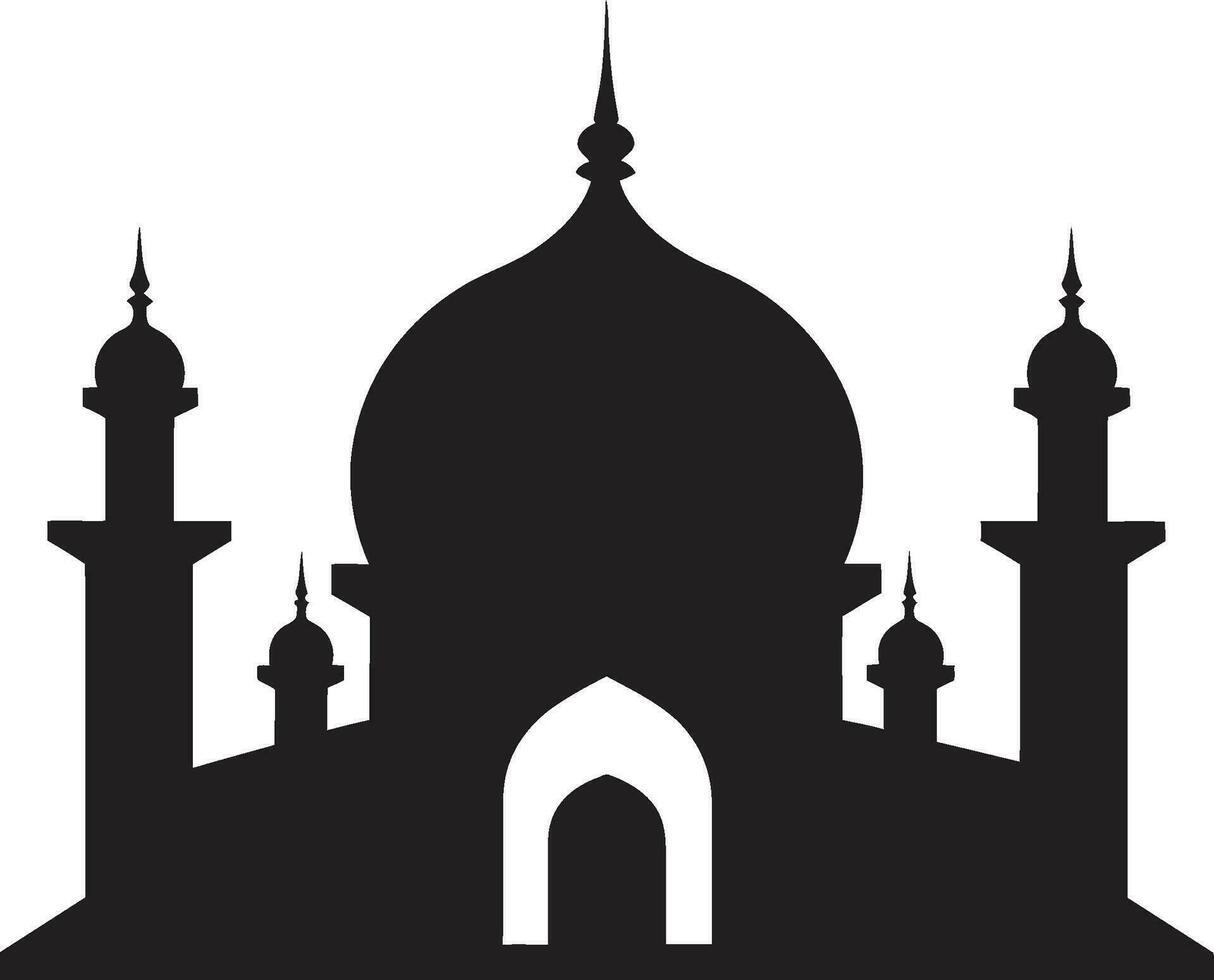 treu Gebäude ikonisch emblematisch Design Halbmond Kamm Moschee Symbol Design vektor