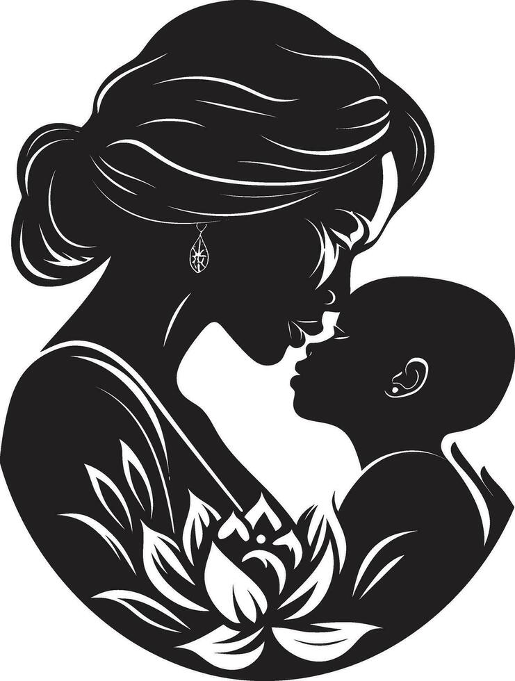 zärtlich Bindungen emblematisch Frau und Kind bedingungslos Pflege Mütter Tag Emblem vektor
