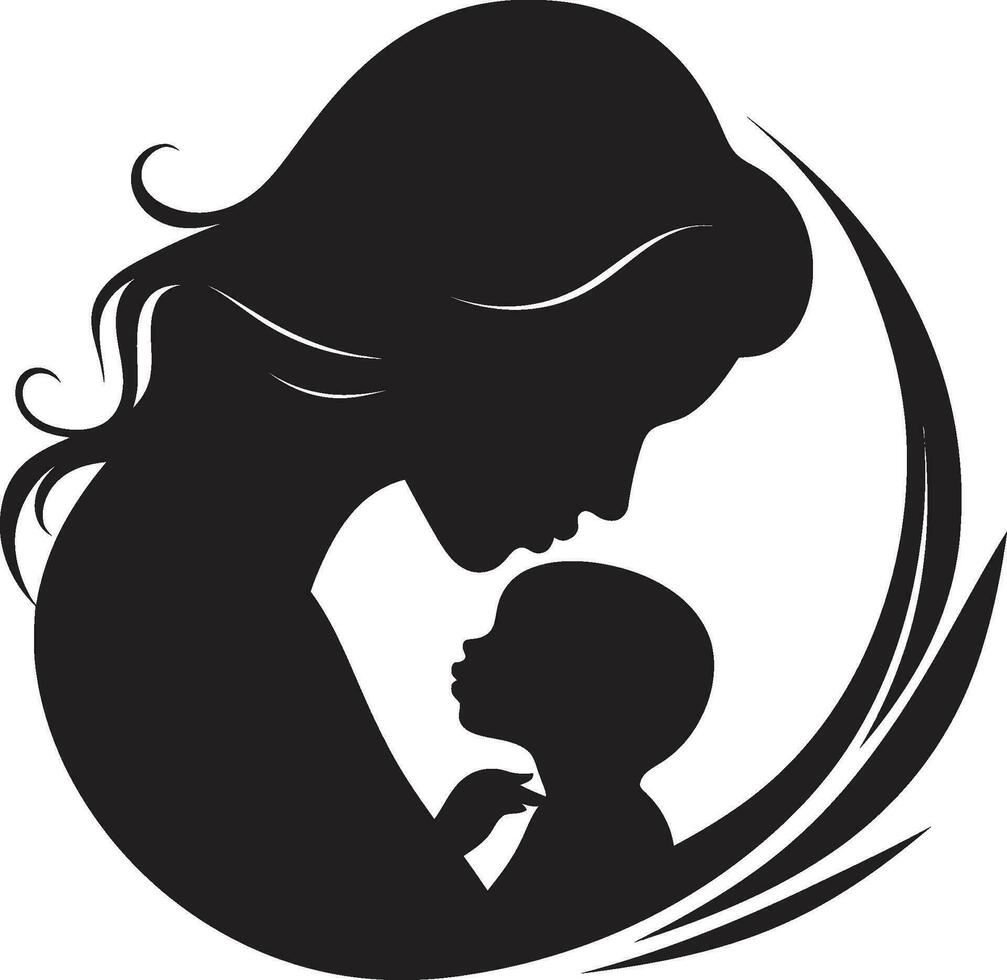 mütterlicherseits Liebe Frau und Kind Logo unendlich Zuneigung emblematisch Mutterschaft vektor
