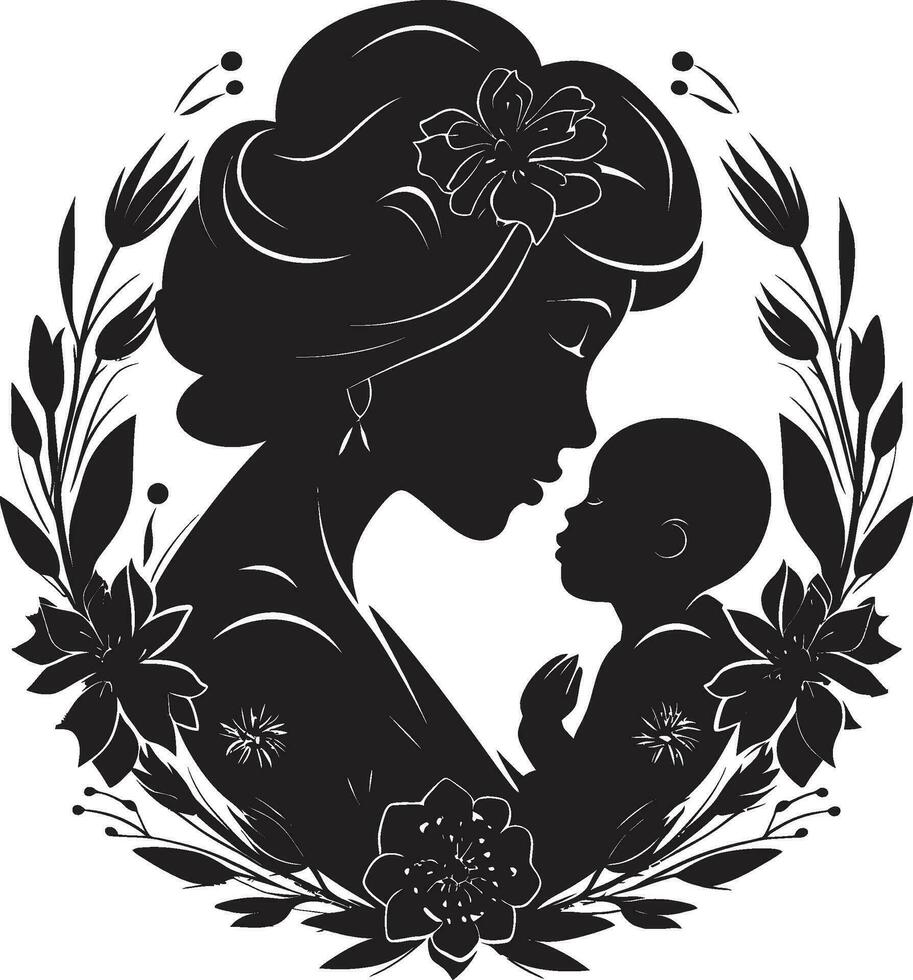 zärtlich Bindungen Frau und Kind Emblem bedingungslos Pflege Mütter Tag Vektor