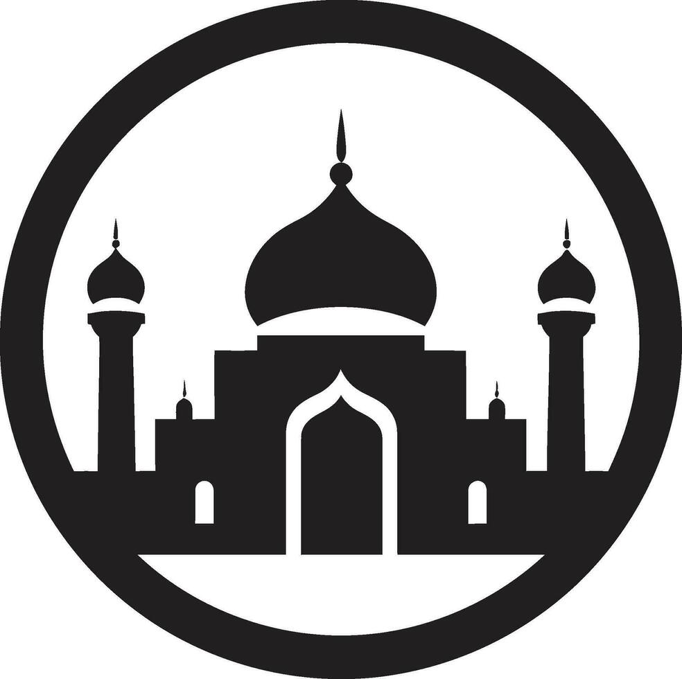 trogen byggnad moské logotyp ikon halvmåne vapen ikoniska moské emblem vektor
