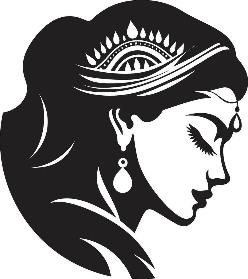 festlich Putz indisch Braut Emblem lebendig Gelübde Logo von Hochzeit Frau vektor