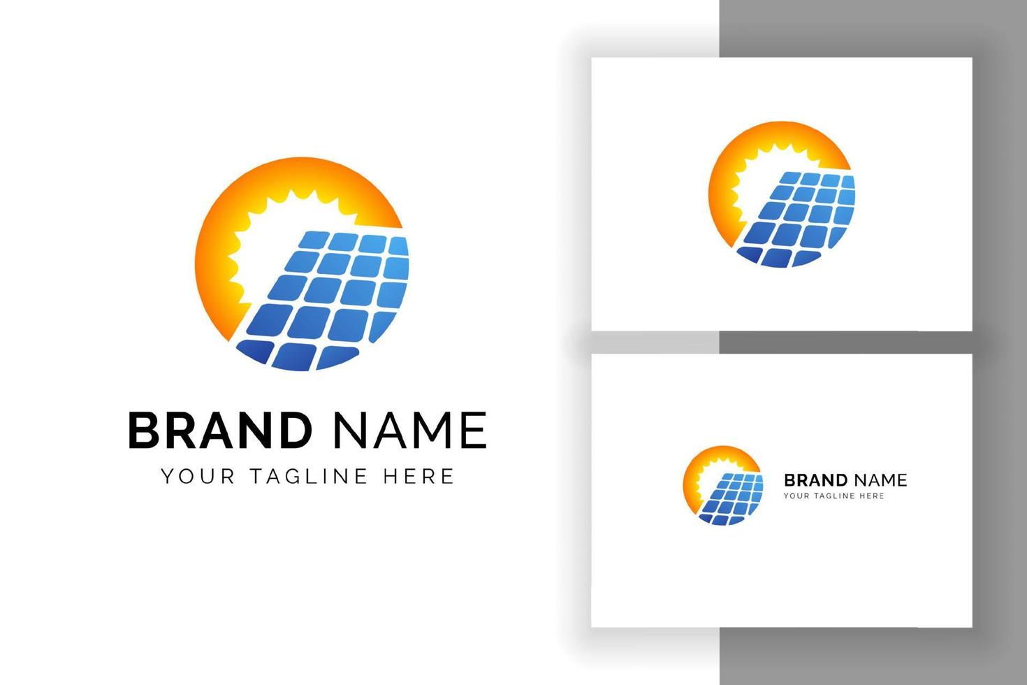 Sonne Solarenergie Logo Design-Vorlage. Symbol für Solarpanel-Tech-Zeichen vektor