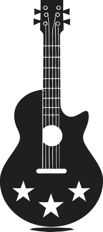 rhythmisch Resonanz Gitarre Logo Vektor Illustration Griffbrett Verschmelzung Gitarre ikonisch Emblem